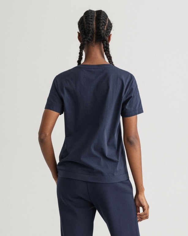 Gant Original Women's T-shirts Blue | 4TTNOD5GKYj