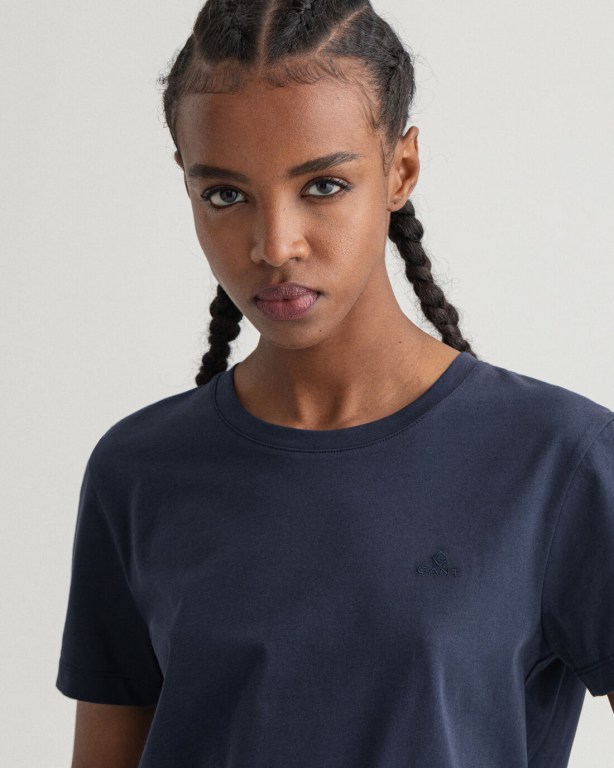 Gant Original Women's T-shirts Blue | 4TTNOD5GKYj