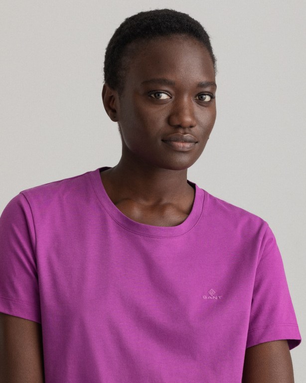 Gant Original Women's T-shirts Purple | BZ6Ji2TJJID