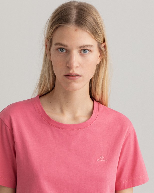 Gant Original Women's T-shirts Rose | JVJxNOq6Sbl