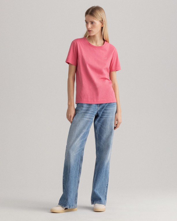 Gant Original Women's T-shirts Rose | JVJxNOq6Sbl