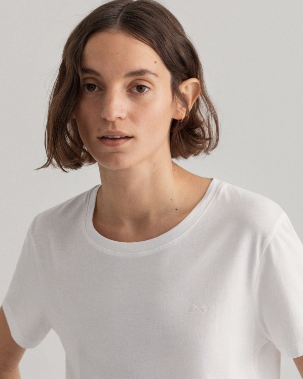 Gant Original Women's T-shirts White | Fz1lfOVXwDj