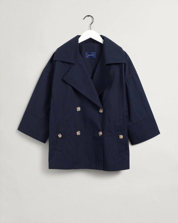 Gant Oversized Cotton Women's Jackets Blue | jF40l24st1a