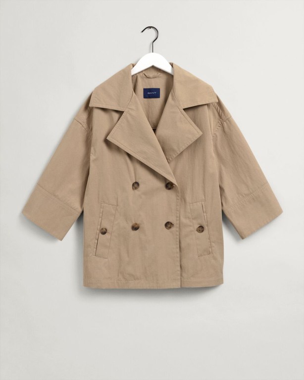 Gant Oversized Cotton Women's Jackets Dark Khaki | rokxDiHYIlH