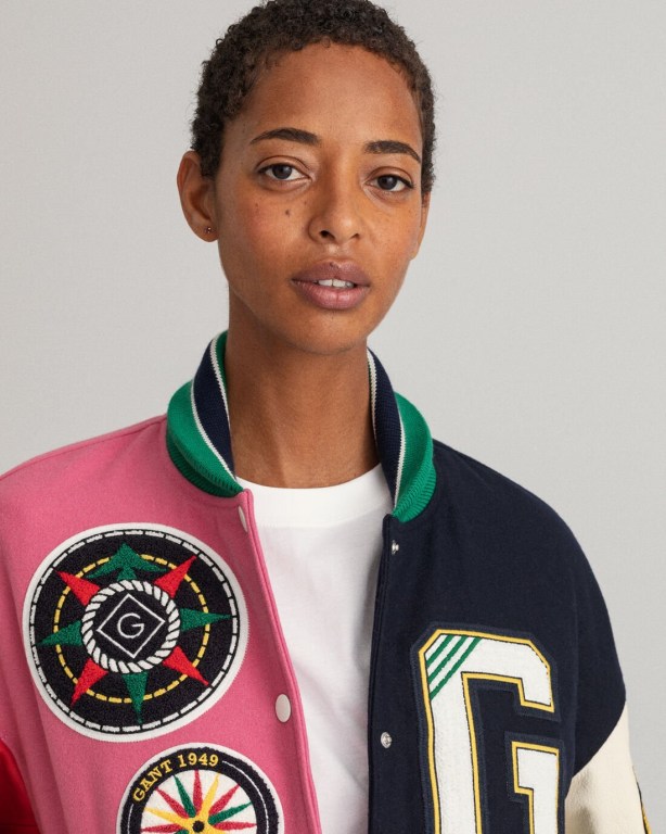 Gant Oversized GANT Varsity Women's Jackets Rose | 5rpeJ6tcXaO