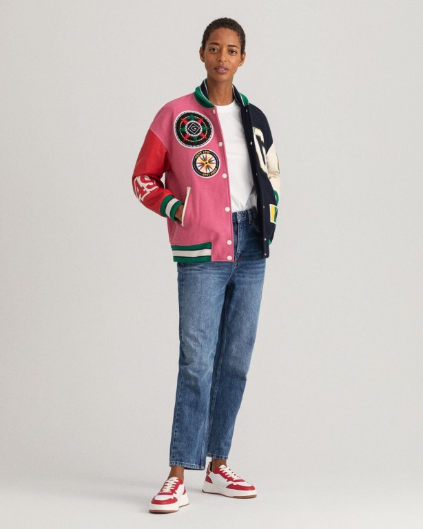 Gant Oversized GANT Varsity Women's Jackets Rose | 5rpeJ6tcXaO