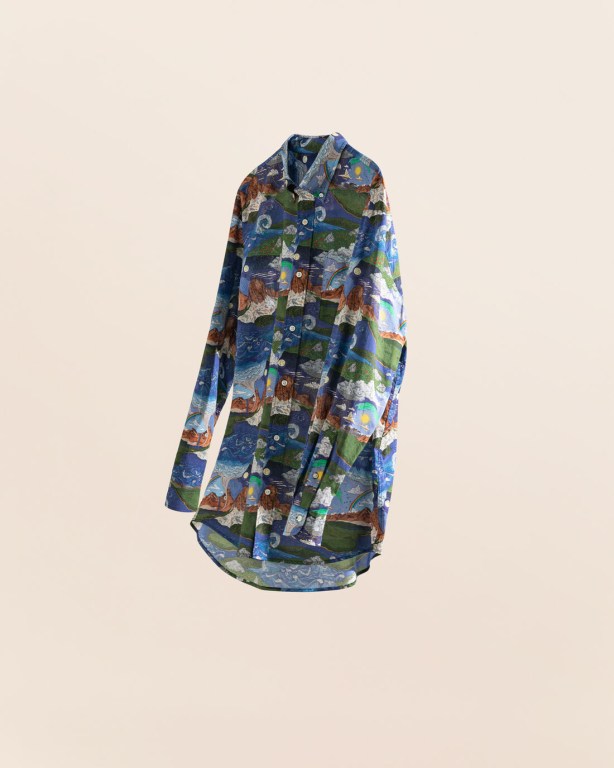 Gant Oversized Printed Men's Shirts Blue | H7OJYnlAXXo