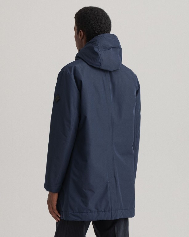 Gant Padded Car Coat Men's Raincoats Dark Blue | YQByG4aaFYO