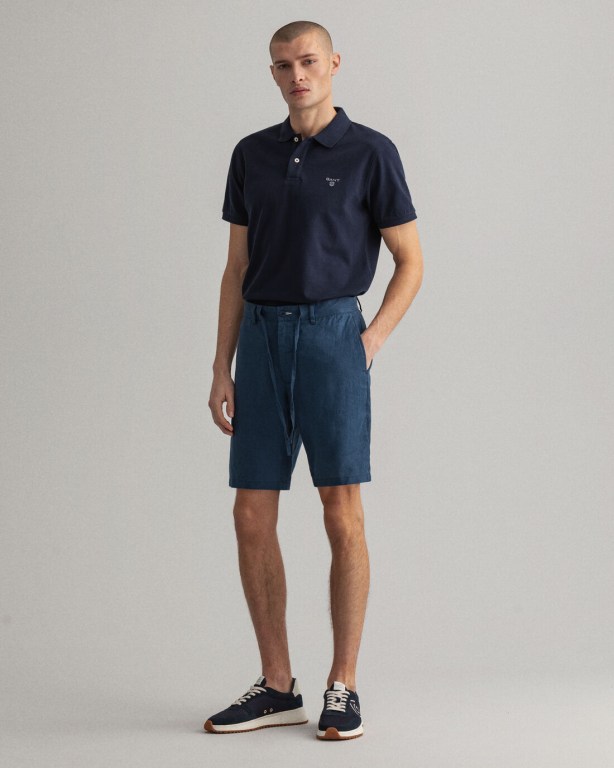 Gant Piqué Men's Polo Shirts Blue | sNiT2CqT2ov