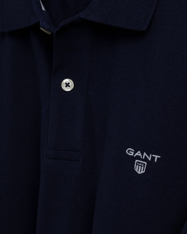 Gant Piqué Men's Polo Shirts Blue | sNiT2CqT2ov