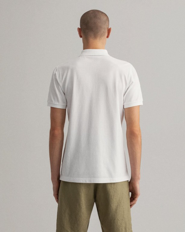 Gant Piqué Men's Polo Shirts White | Qf8CAZXyQ2g