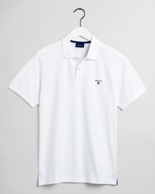 Gant Piqué Men's Polo Shirts White | Qf8CAZXyQ2g