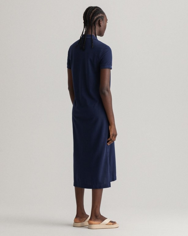 Gant Piqué Polo Women's Dresses Blue | jY5YvXP1zop