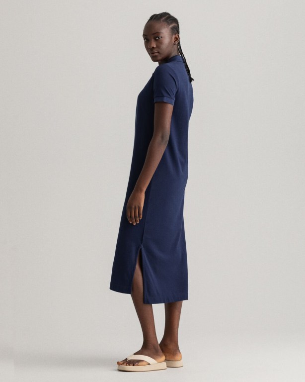 Gant Piqué Polo Women's Dresses Blue | jY5YvXP1zop