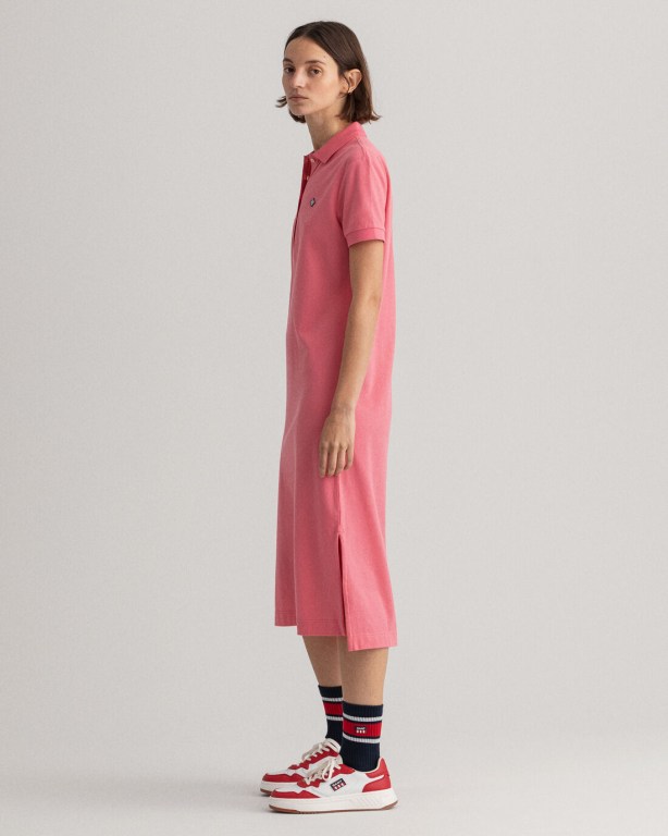 Gant Piqué Polo Women's Dresses Rose | kWXgKKlPkM8