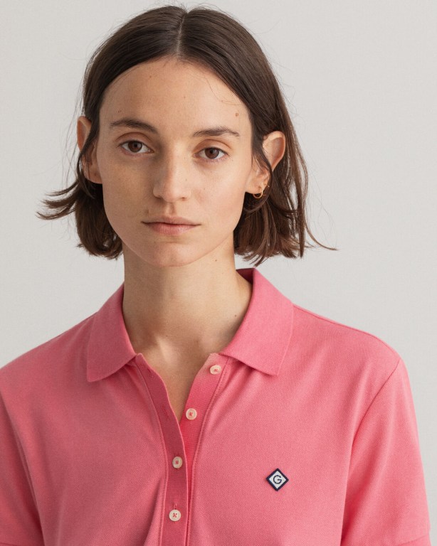 Gant Piqué Polo Women's Dresses Rose | kWXgKKlPkM8