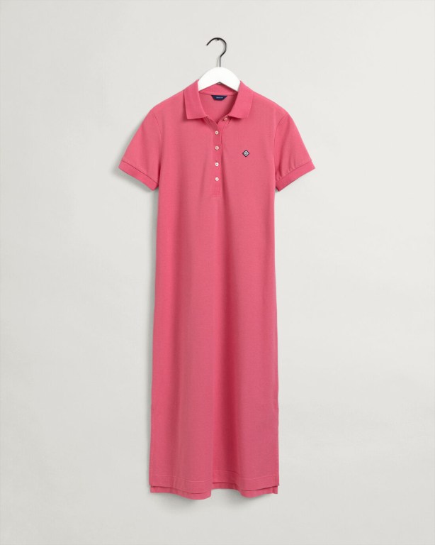 Gant Piqué Polo Women's Dresses Rose | kWXgKKlPkM8