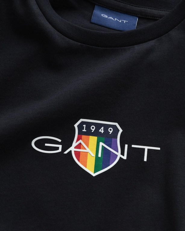 Gant Pride Men's T-shirts Black | Av8Ed0mtTpY