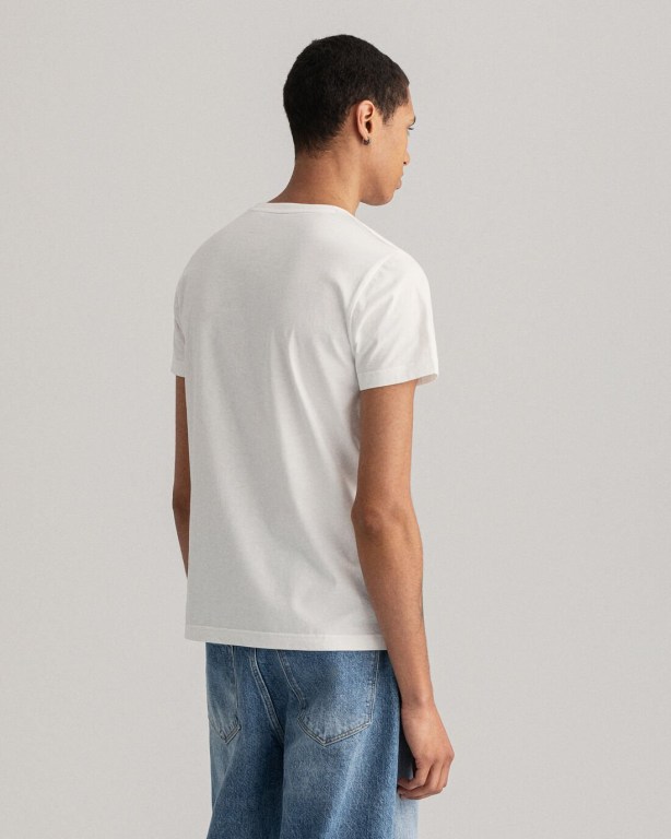 Gant Pride Men's T-shirts White | 8Gmxzrmbn36