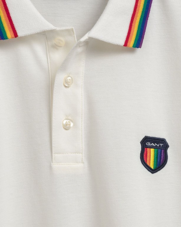 Gant Pride Piqué Men's Polo Shirts White | 883L7qZoRrQ