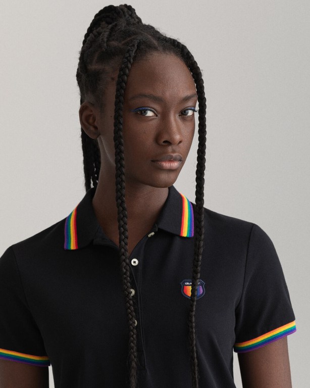 Gant Pride Piqué Polo Women's Dresses Black | DB29dommLWa