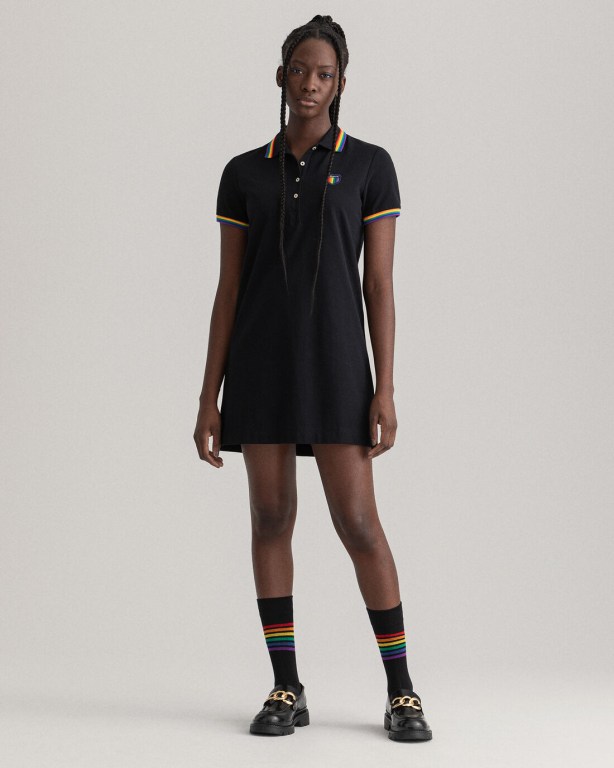 Gant Pride Piqué Polo Women's Dresses Black | DB29dommLWa