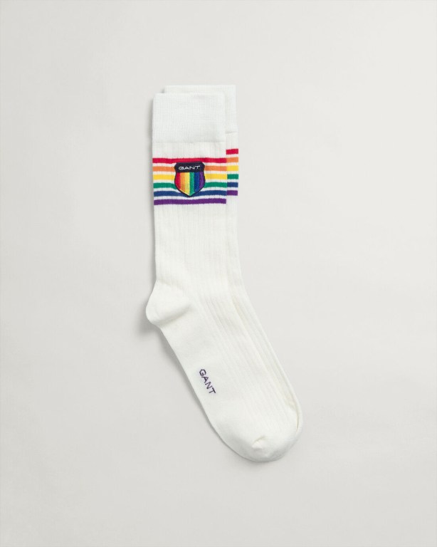 Gant Pride (Size 40-45) Men\'s Socks White | Bh95ziwzGRU