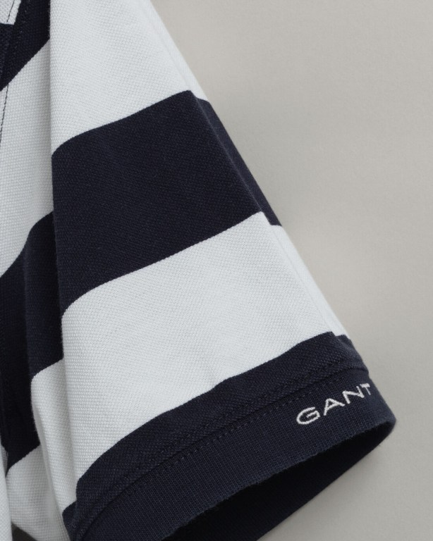 Gant Printed Barstripe Piqué Men's Polo Shirts Blue | c5352HDP5xV