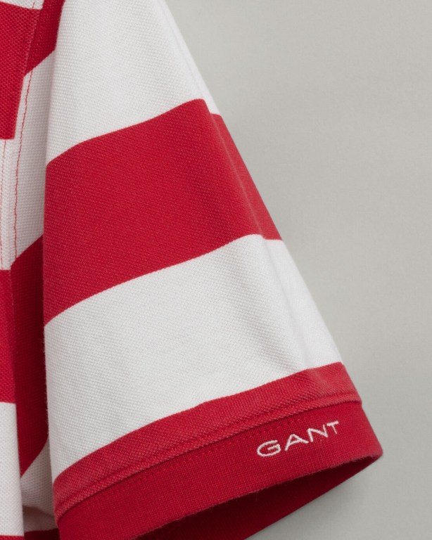 Gant Printed Barstripe Piqué Men's Polo Shirts Red | cBlTTUkXE7W