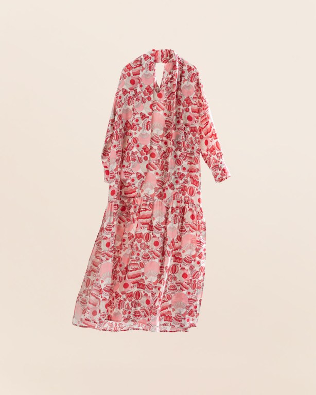 Gant Printed Silk Bow Maxi Women's Dresses Light Red | fcBJJ55FTEv