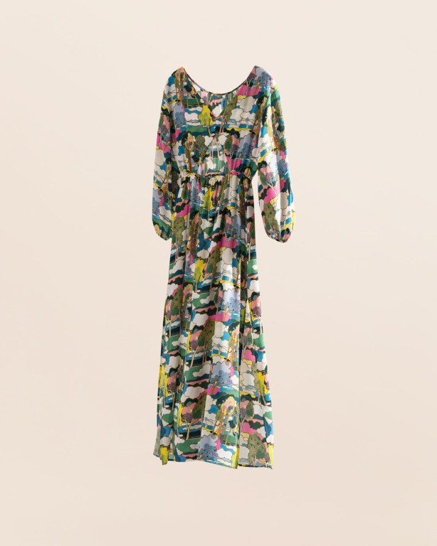 Gant Printed Silk Maxi Women's Dresses Blue | N0ts8ComyOX