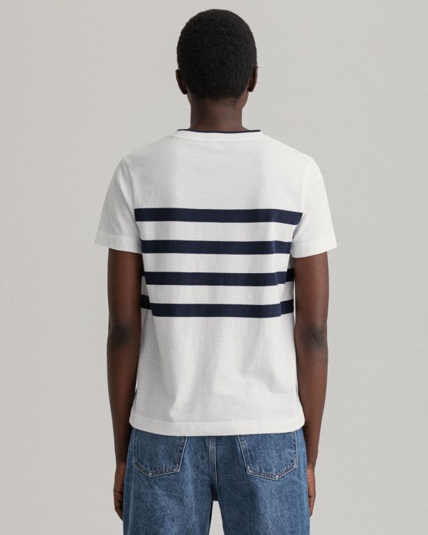 Gant Printed Striped Women's T-shirts White | 8T8CE89GWfd