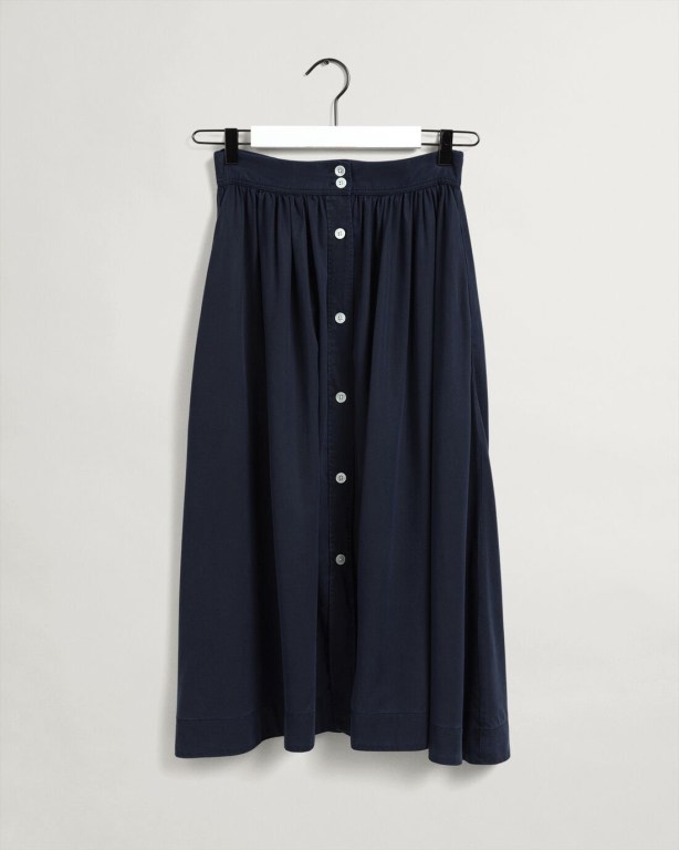 Gant Pure Prep Lyocell Women's Skirts Blue | jq7KOPaJOHg