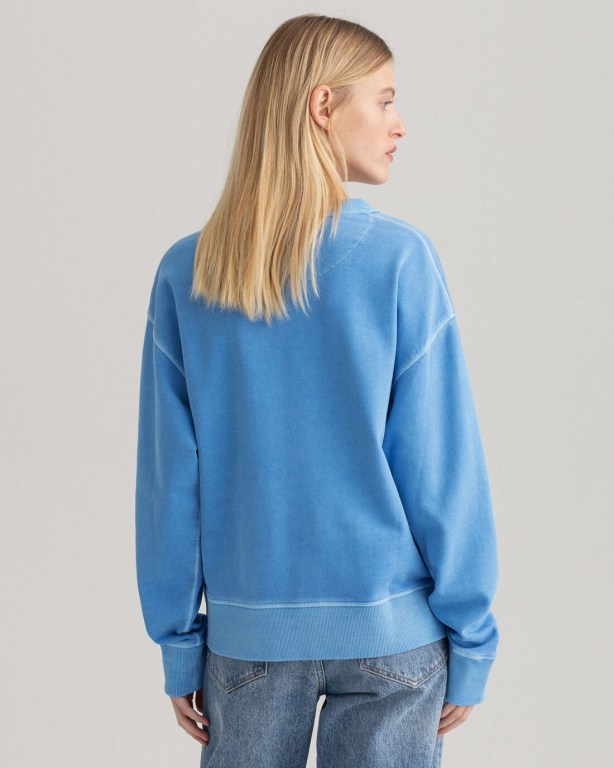 Gant Quadrat Logo Crew Neck Women's Sweatshirts Silver Blue | KDVkwwV6bRk