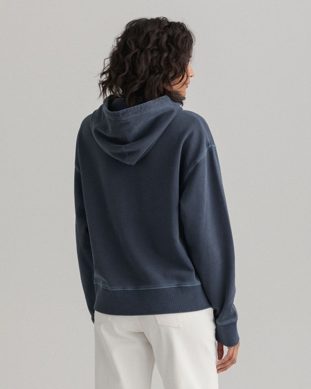 Gant Quadrat Logo Women's Hoodies Blue | O0PYBpPdIir