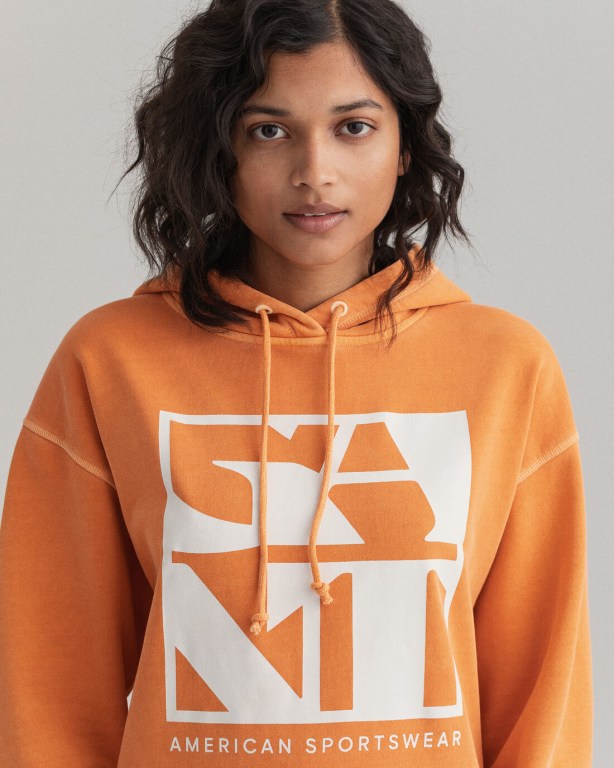 Gant Quadrat Logo Women's Hoodies Orange | lMdaNvPT3Mn