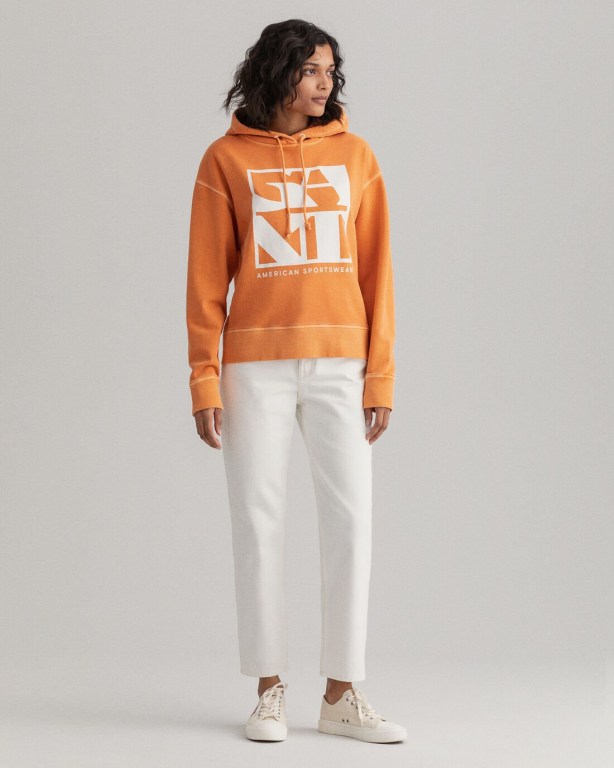 Gant Quadrat Logo Women's Hoodies Orange | lMdaNvPT3Mn