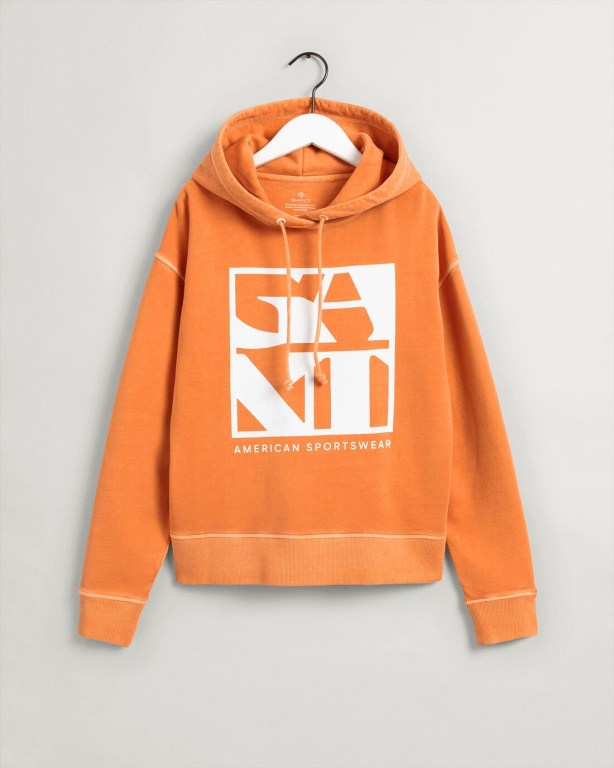 Gant Quadrat Logo Women's Hoodies Orange | lMdaNvPT3Mn