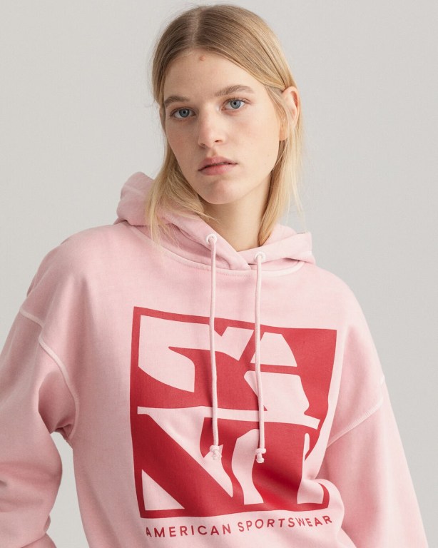 Gant Quadrat Logo Women's Hoodies Pink | U7fip4o72DE