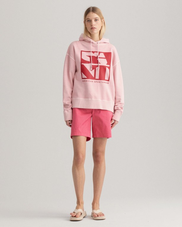 Gant Quadrat Logo Women's Hoodies Pink | U7fip4o72DE