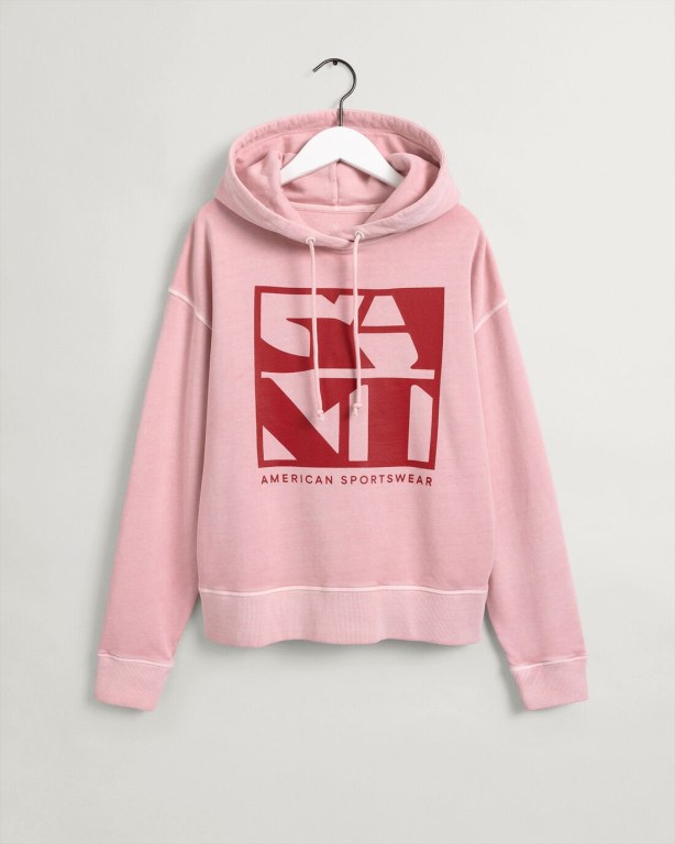 Gant Quadrat Logo Women's Hoodies Pink | U7fip4o72DE