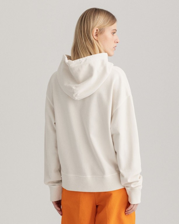 Gant Quadrat Logo Women's Hoodies White | L1Jy9Ta3lq7