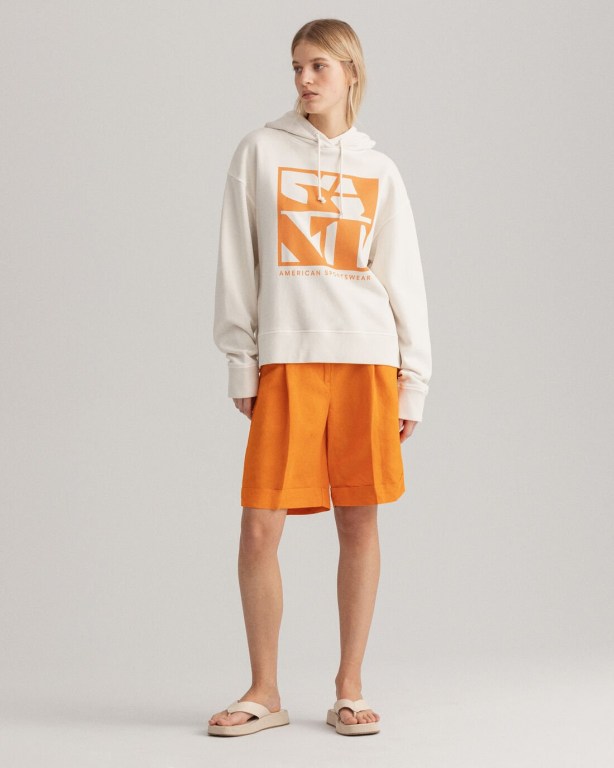 Gant Quadrat Logo Women's Hoodies White | L1Jy9Ta3lq7