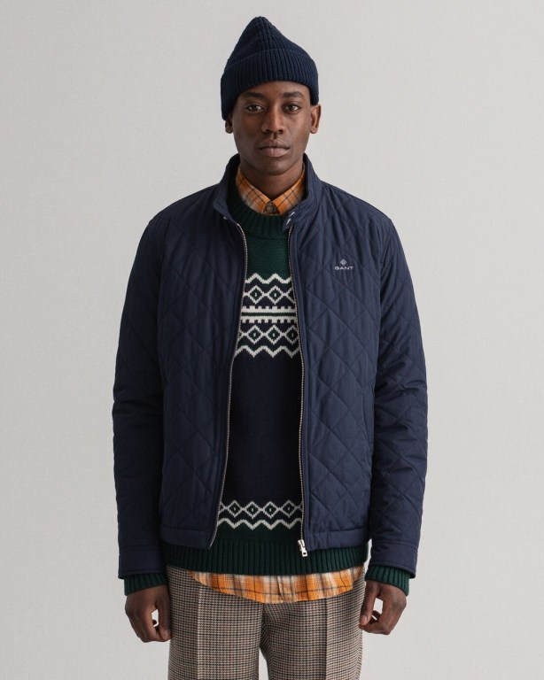 Gant Quilted Men\'s Jackets Blue | VE9ktrIm4jw