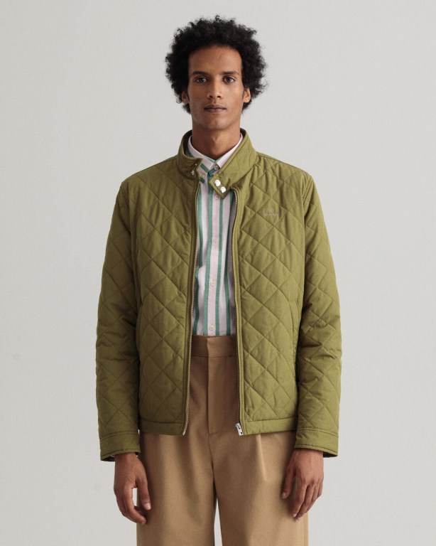 Gant Quilted Men\'s Jackets Green | EOLZ93bUxE2