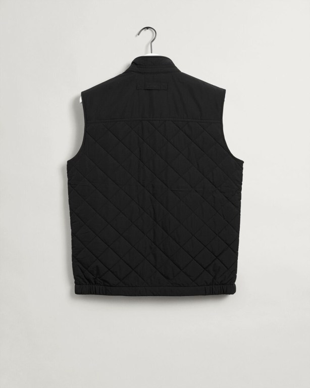 Gant Quilted Vest Men's Jackets Black | U7YYW3BHHIN