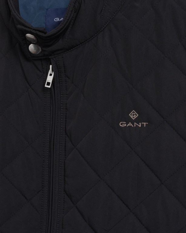 Gant Quilted Vest Men's Jackets Black | U7YYW3BHHIN