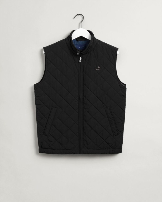 Gant Quilted Vest Men\'s Jackets Black | U7YYW3BHHIN