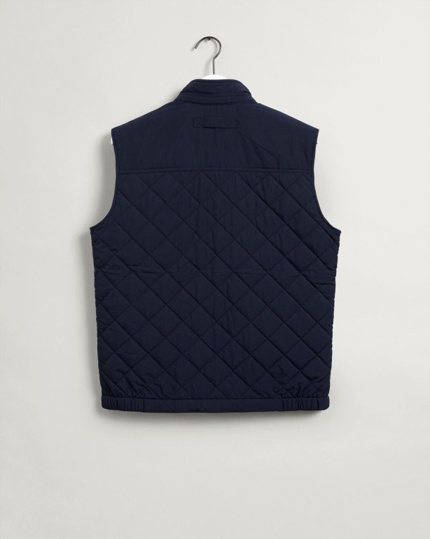 Gant Quilted Vest Men's Jackets Blue | oMgDNX4nPIc