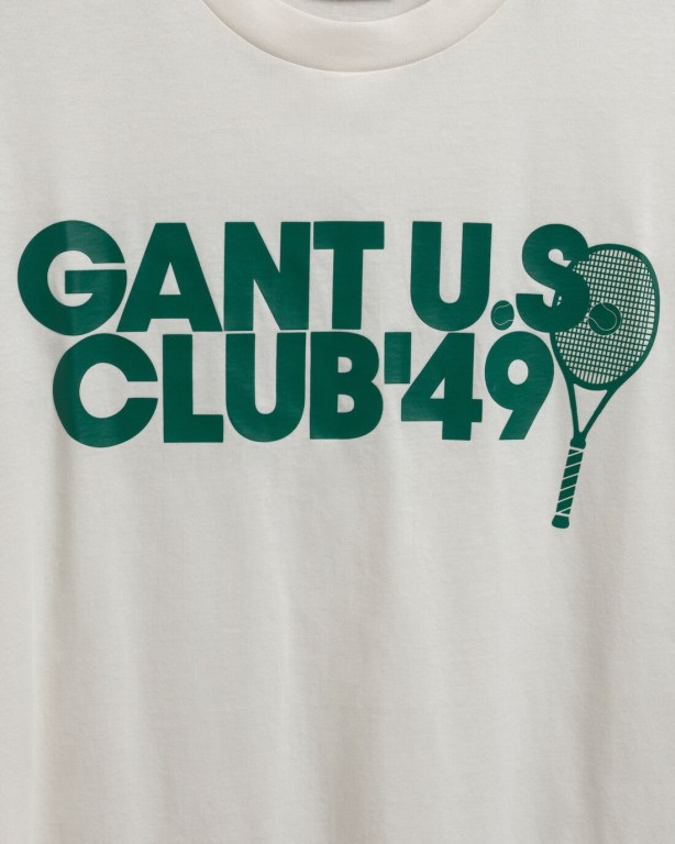 Gant Racquet Club Men's T-shirts Cream | I1XOr7lizv7